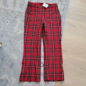 NWT J. Crew Red Plaid Kelsey Pants Sz0